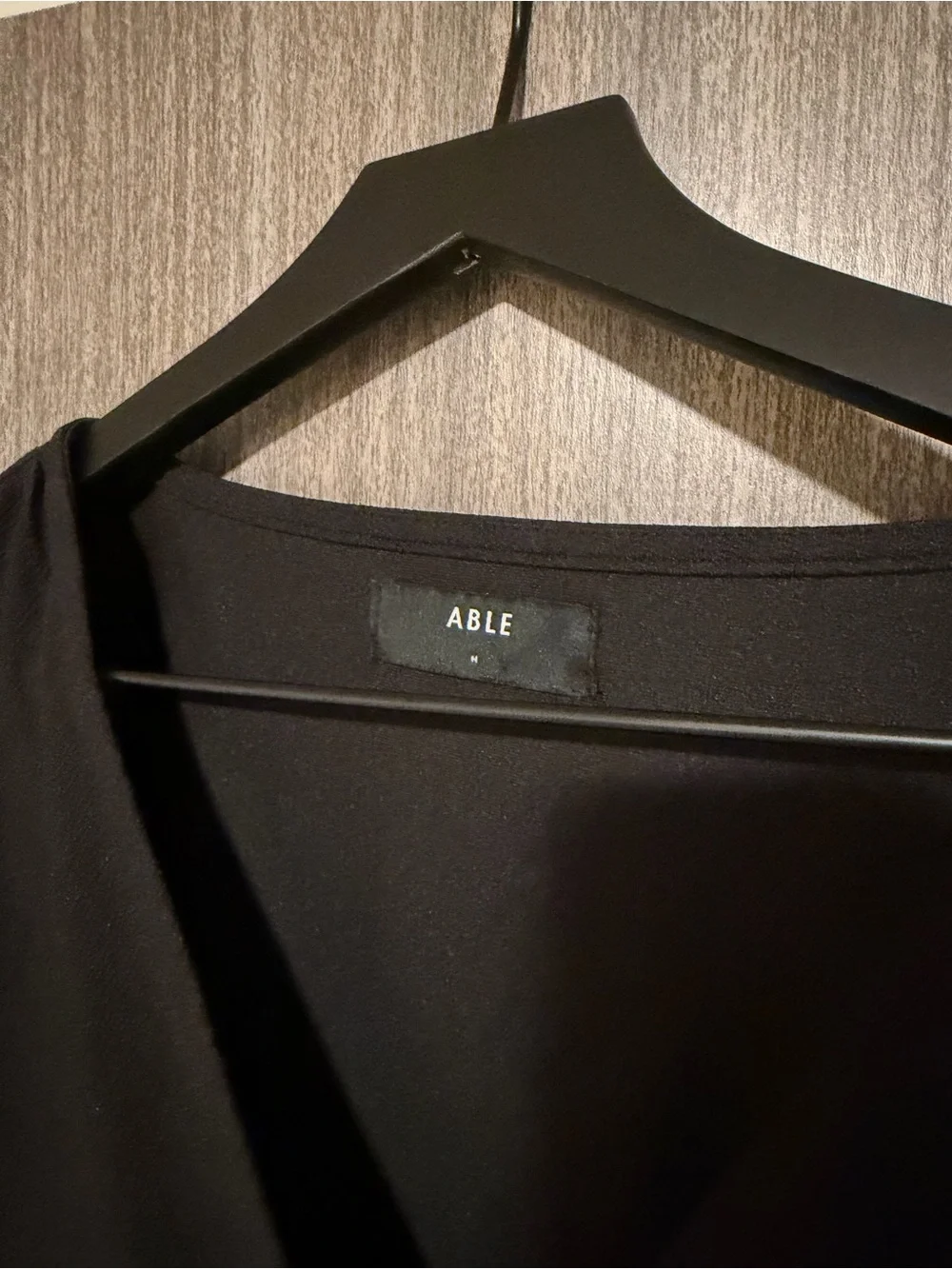 Able Black Long-Sleeve V-Neck Wrap Dress
